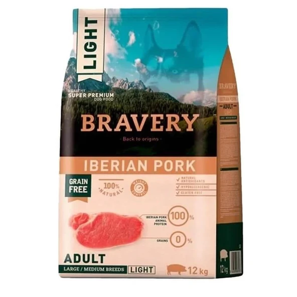 Bravery Tahılsız Iberya Domuzlu Light Büyük/Orta Irk Köpek Maması 12 Kg ürün görseli 1