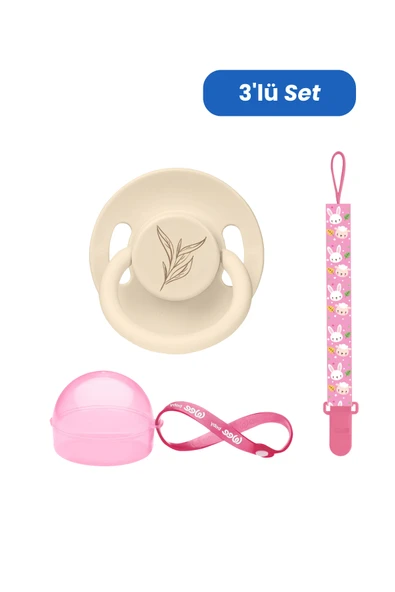 Wee Baby Pure Yuvarlak Uçlu Kauçuk Emzik No:2 - KREM (Kutu ve Band Seti) KIZ
