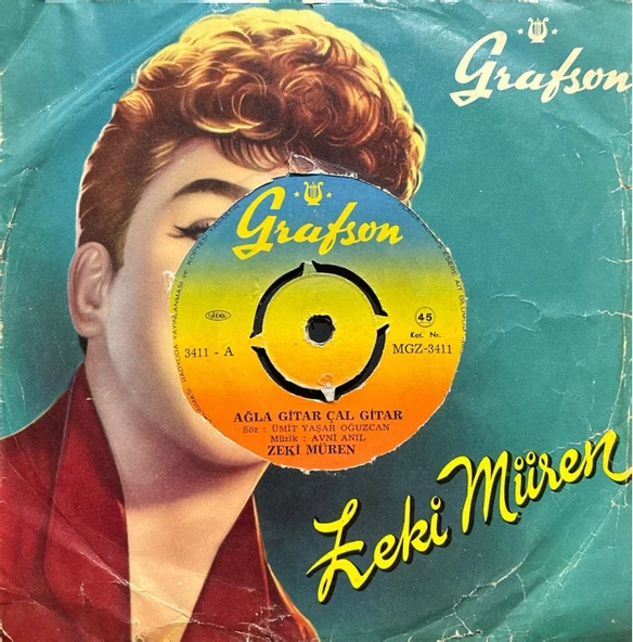 Zeki Müren Ağla Gitar Çal Gitar 45lik Plak ürün görseli 1