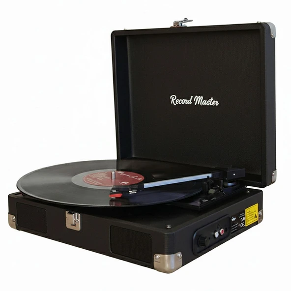 Record Master RM-311 Siyah Renkli Pikap - Tüm Plaklar İle Uyumlu - Power Bank lere Bağlanarak Kullanılabilme ürün görseli 1