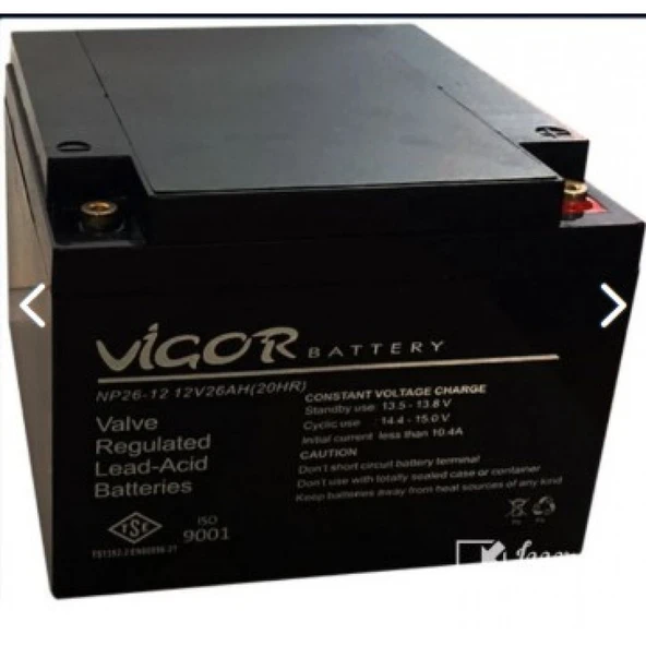 Vigor 12v 26Ah Kuru Akü AKÜLÜ TEKERLEKLİ SANDALYE VE AKÜLÜ BİSİKLET AKÜSÜ ürün görseli 1