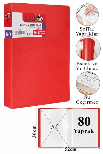 Sunum Dosyası 100 lü 1 Paket Poşet Dosyalı Katalog Dosyası 100 Poşetli Kendinden Dosya Plastik Kapaklı ürün görseli 1