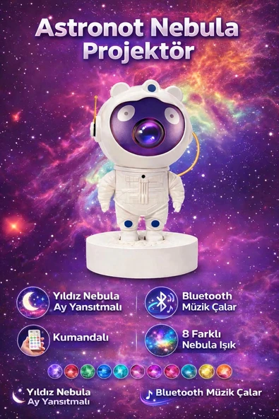 ASTRONOT YILDIZ GALAKSİ PROJEKTÖR GECE LAMBASI UZAKTAN KUMANDALI NEBULA IŞIK ürün görseli 1