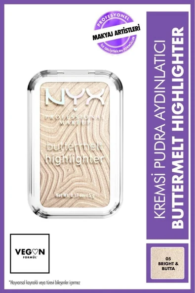 NYX Professional Makeup Buttermelt Highlighter Kremsi Pudra Aydınlatıcı - 05 Bright & Butta ürün görseli 1