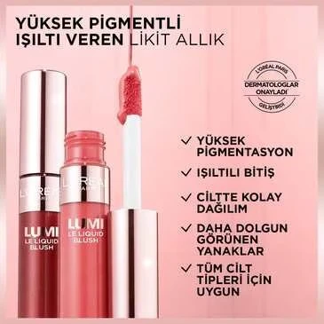L’Oreal Paris Lumi Blush Likit Allık - 625 Glowy Gold Pink ürün görseli 1