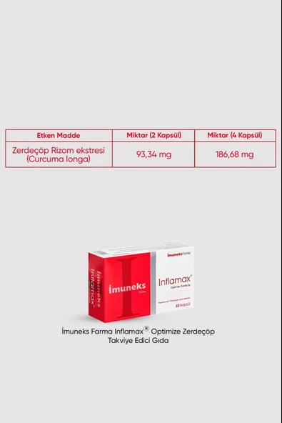 Imuneks Inflamax Optimize Zerdeçal Curcumin 60 Kapsül 3 Adet - Resim 3