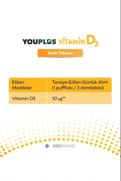 Youplus 400 IU Vitamin D3 20 ml Sprey 2 Adet - Resim 6