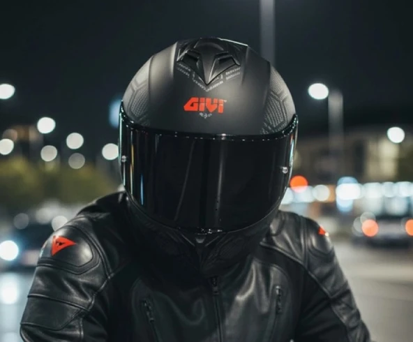 Givi 50.x Snake Mat Karbon Kapalı Motosiklet Kaskı Spectra Siyah Camlı ürün görseli 1