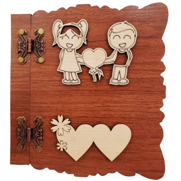 Romantik Sevgili Temalı Ahşap Defter ürün görseli 1
