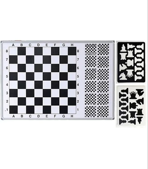 Duvara Monte Eğitimli Manyetik Satranç Tahtası 70x100cm ürün görseli 1