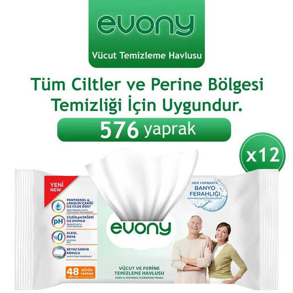 Evony Perine ve Vücut Temizleme Havlusu 576 Adet ürün görseli 1