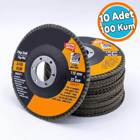 PTTAVM: 10 Adet Alüminyum Gövdeli Dayanıklı Flap Disk 100 Kum