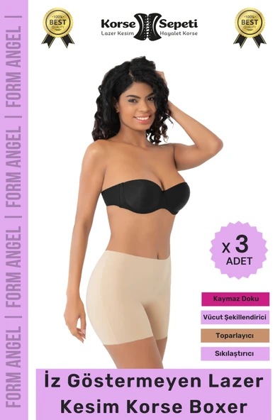 #Korse İz Göstermeyen Kaymaz Basen Toparlayıcı Şekillendiren Lazer Kesim Korse Boxer - 3 Adet ürün görseli 1