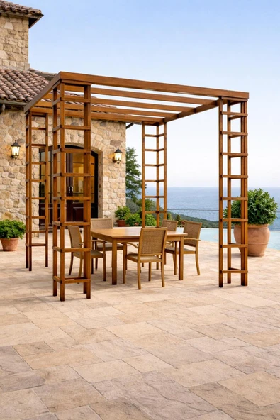 pinoxi Ahşap Çardak Frame Pergola Bahçe 3x3 mt ürün görseli 1