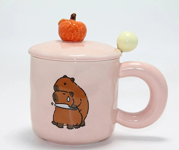 3D Kapibara Capybara Desenli Porselen Kupa Bardak Liv304 ürün görseli 1