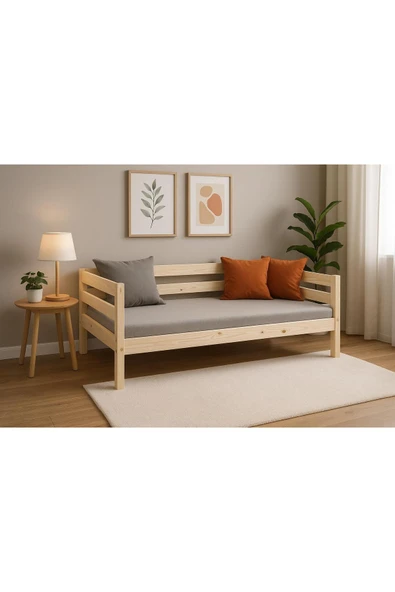 pinoxi Ahşap Sedir Kanepe 70x170 cm (İÇ ÖLÇÜ) Mindersiz DOĞAL NATURAL MASİF AHŞAP ürün görseli 1
