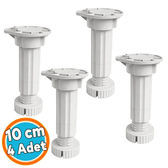 (4 Adet) Ayarlanabilir (10+2 cm) Plastik Ayak Dolap Mobilya Tezgah Yükseltici Yükseltme Ayağı GRİ ürün görseli 1