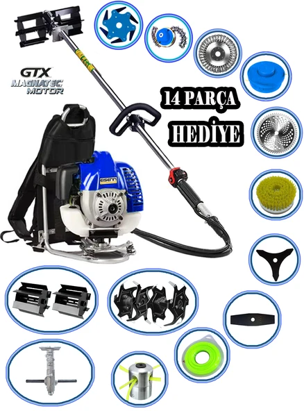Eisenn Alman Dual Rider 52 Pro Sırt Tırpan+ Akrobat Çapalama + Toprak Eşeleme 14 Parça Full Set ürün görseli 1