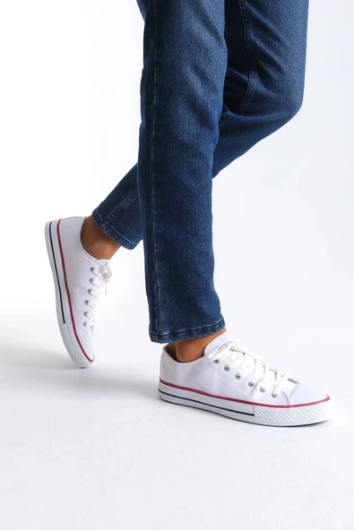 Joy Ayakkabı JY0422 Luke Bağcıklı Keten Kumaş Erkek Günlük Sneaker Ayakkabı KBT - Beyaz ürün görseli 1