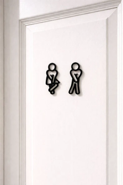 Günyan Store WC Kapı Tabelası – Erkek Kadın Tuvalet İşareti | Minimalist Kapı Süsü ürün görseli 1
