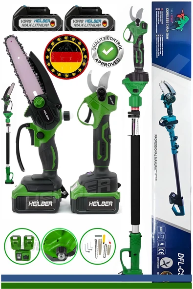 HEİLBER V598/21V +2 BATARYA BA01062S1 15CM AKÜLÜ DAL BUDAMA TESTERESİ VE 30MM ŞARJLI DAL BUDAMA BAĞ MAKASI ürün görseli 1