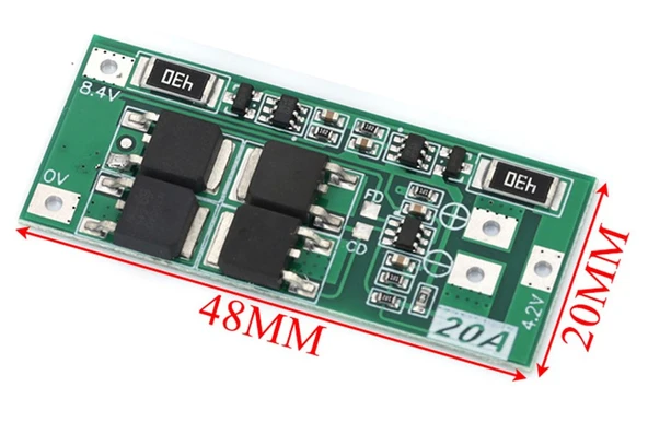 2S 20A BMS Balanslı Lityum Batarya Şarj ve Koruma Modülü 8.4V (18650 Matkap Pili Devresi) ürün görseli 1