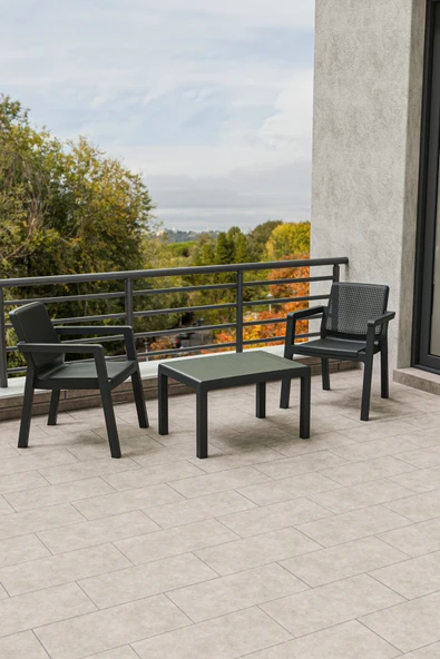 Çavdar Group Prestij 1+1 Sehpa Mindersiz 2 Kişilik Bistro Set Bahçe Balkon Teras Takımı ürün görseli 1