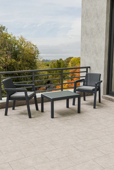 Çavdar Group Prestij 1+1 Sehpa Minderli 2 Kişilik Bistro Set Bahçe Balkon Teras Takımı ürün görseli 1