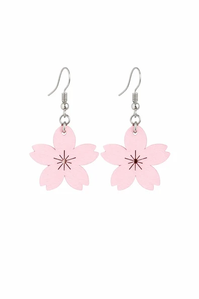 Günyan Store Pembe Sakura Çiçeği Küpe - Resim 2
