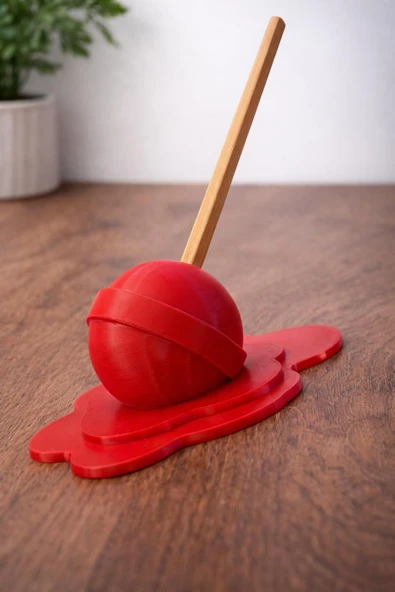 Günyan Store Eriyen Lolipop Şeker Tasarımlı Kırmızı Kalem Standı, Kalem Tutucu ürün görseli 1