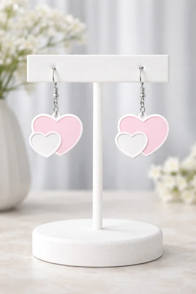 Günyan Store Pembe Kalp Küpe - Resim 2