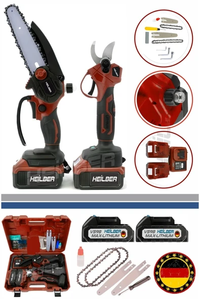 HEİLBER ALMAN V598 RED AKÜLÜ BUDAMA MAKASI VE AKÜLÜ BUDAMA TESTERESİ , BAĞ MAKASI VE BIÇKI ürün görseli 1