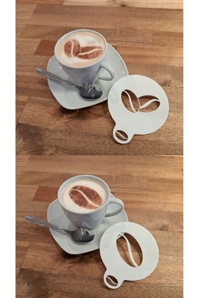 Günyan Store Kahve Çekirdeği Desenli 2 Adet Pasta Kahve Süt Latte Muffin Kek Cupcake Süsleme Şablonu ürün görseli 1