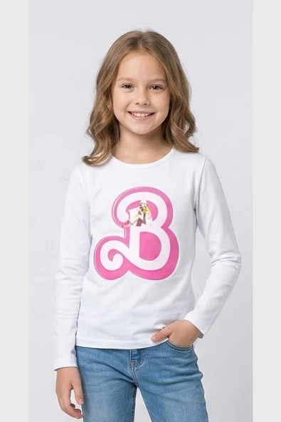 Kız Çocuk Bluz Barbie Baskılı - Resim 5