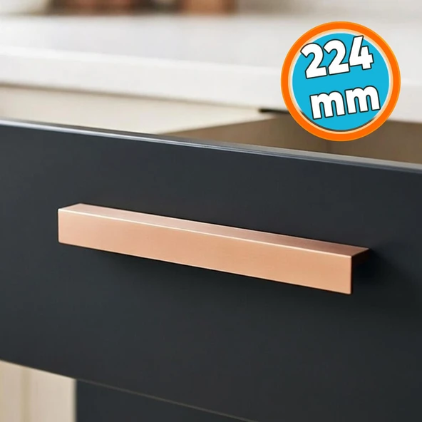 Metal 224 mm 22.4 cm Parlak Bronz Uzun Mobilya Çekmece Dolap Kulpları Mutfak Dolabı Kapak Kulbu ürün görseli 1