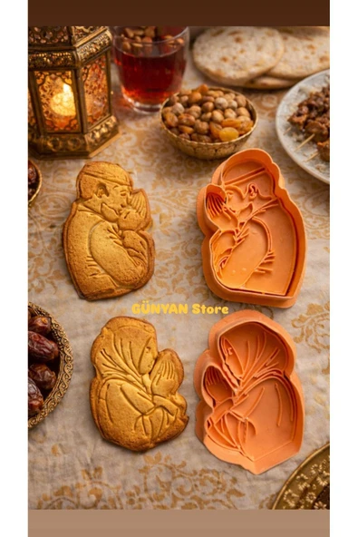 Günyan Store Ramazan Kurabiye Kalıbı I Dua eden Kadın & Erkek Figürü 2'li Set ürün görseli 1
