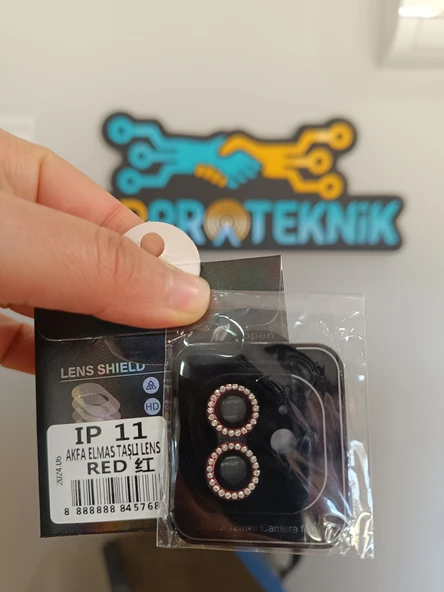 iPhone 11 elmas taşlı kamera lensi RED - Resim 3