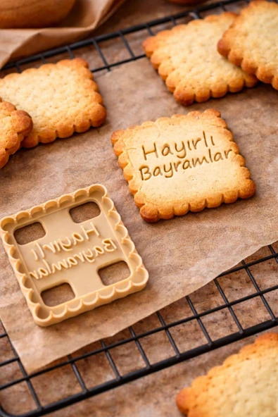 Günyan Store Hayırlı Bayramlar Kurabiye Kalıbı Hamur Şekillendirici Şeker Hamuru Kalıbı (6x6 cm) ürün görseli 1
