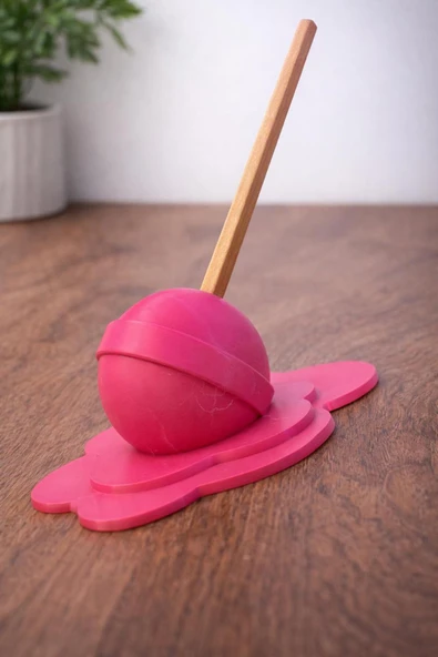 Günyan Store Eriyen Lolipop Şeker Tasarımlı Pembe Kalem Standı, Kalem Tutucu ürün görseli 1