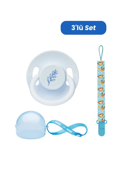 Wee Baby Pure Yuvarlak Uçlu Kauçuk Emzik No:2 - MAVİ (Kutu ve Band Seti) ürün görseli 1
