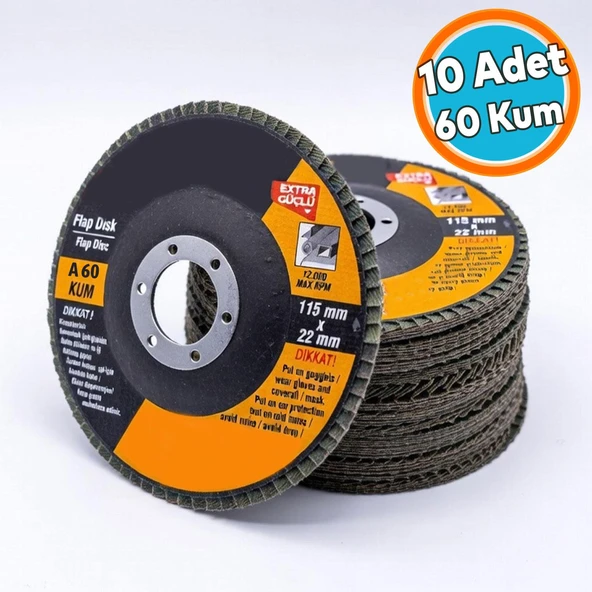 Dayanıklı Alüminyum Gövde Flap Disk 60 Kum 115 mm Metal Yüzey Taşlama Zımpara Diski (10 ADET) ürün görseli 1