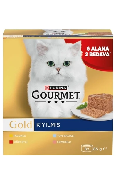 Gourmet Gold Kıyılmış Karışık Seri Kedi Yaş Maması 85Gr X 8 Adet (8 AL 6 ÖDE) ürün görseli 1