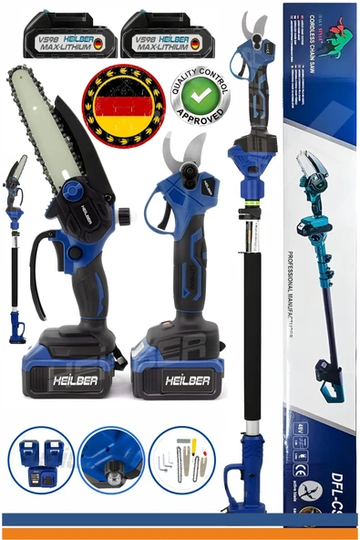 HEİLBER V598/21V +2 BATARYA BA01062M 15CM AKÜLÜ DAL BUDAMA TESTERESİ VE 30MM ŞARJLI DAL BUDAMA BAĞ MAKASI ürün görseli 1