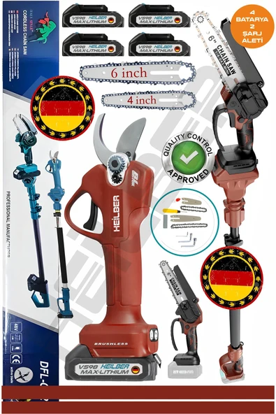 HEİLBER +4 AKÜLÜ BA01061K V598/21V ŞARJLI 15CM BUDAMA TESTERESİ VE 30MM BAĞ MAKASI BUDAMA MAKASI , DAL BUDAM ürün görseli 1
