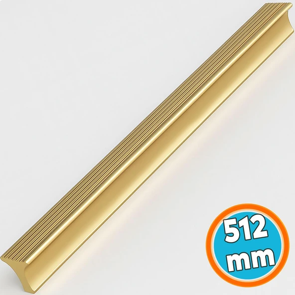 Mobilya Kolu Çekmece Dolap Kulpları Mutfak Dolabı Kapak Kulbu Lüks Altın Gold Metal 512 mm Uzun Kulp ürün görseli 1