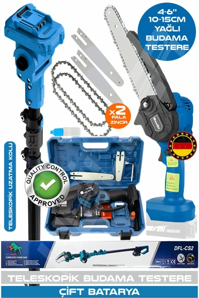HEİLBER ALMAN V598/21V 6806M BLUE TELESKOPİK 10-15CM AKÜLÜ BUDAMA ŞARJLI ZİNCİRLİ DAL BUDAMA MAKİNESİ ürün görseli 1