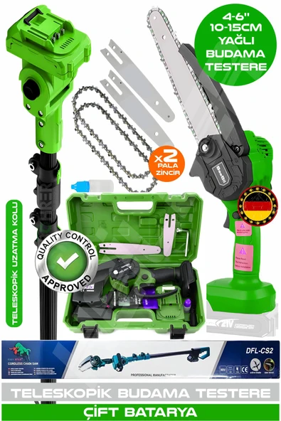 HEİLBER ALMAN V598/21V 6806Y GREEN TELESKOPİK 10-15CM AKÜLÜ BUDAMA ŞARJLI ZİNCİRLİ DAL BUDAMA MAKİNESİ ürün görseli 1