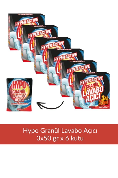 Hypo Granül Lavabo Açıcı 3*50 gr x 6 Adet ürün görseli 1