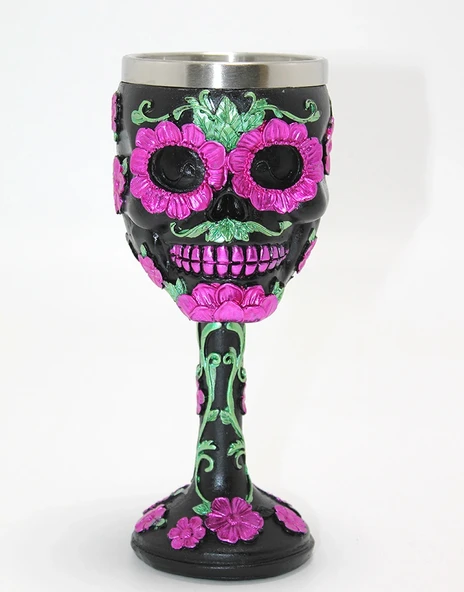 Day Of The Dead Şeker Kurukafa Tasarımlı 3D Çelik Kadeh Bardak Liv577 ürün görseli 1
