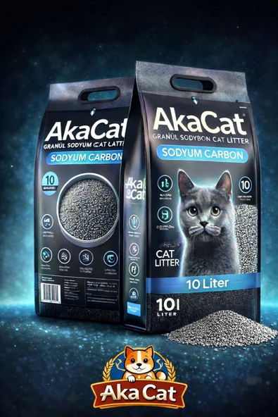 AKACAT Sodyum Aktif Karbonlu Topaklanan Kedi Kumu 10 Lt ürün görseli 1